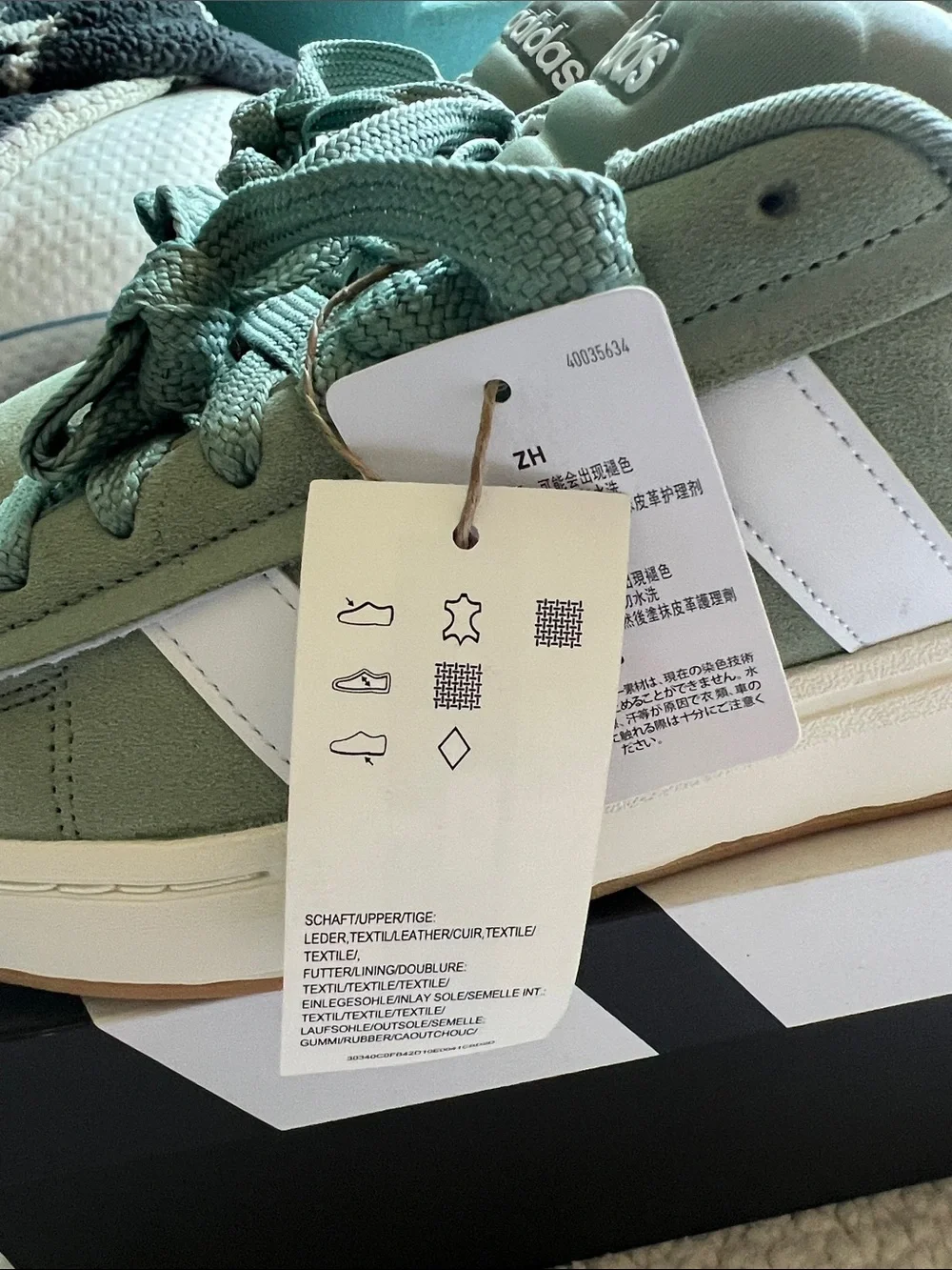 Adidas|  Court Alpha 00s Sneakers in Sage Green and White. W9